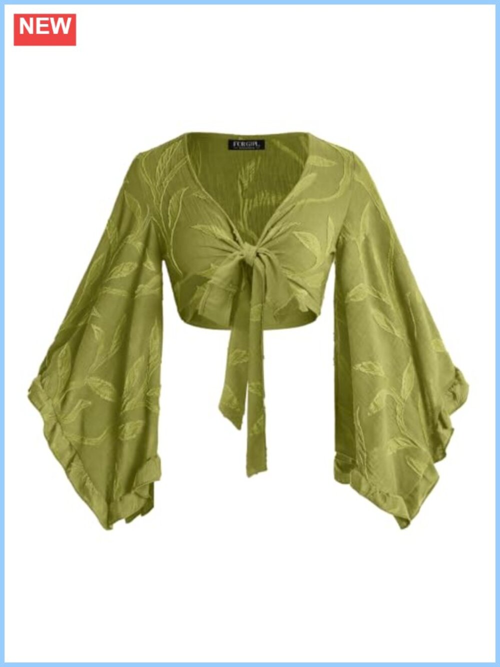 Womens 70s Boho Bell Sleeve Tie Front Floral Blouse